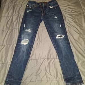 American Eagle Outfitters Dark Blue Distressed AE Jeans